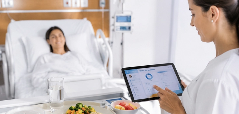 Médica revisa la dieta alimentaria de su paciente.
