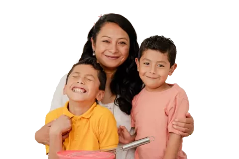 Madre con sus hijos