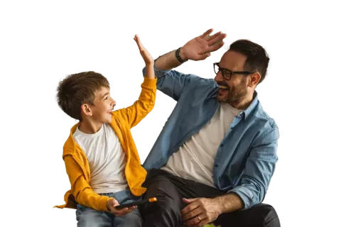 Padre e hija celebrando