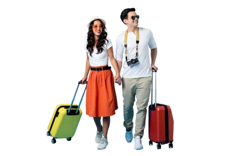Pareja con maletas de viaje