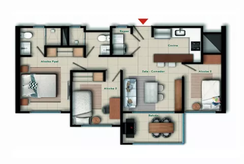 Imagen del plano del apartamento del proyecto de vivienda Eufonnía