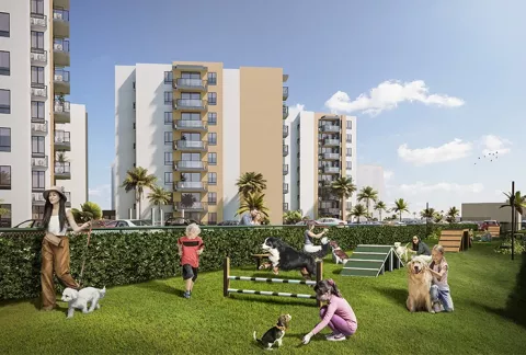 Parte interna del apartamento del proyecto de vivienda Porto Novo