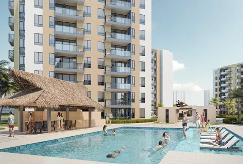 Parte interna del apartamento del proyecto de vivienda Porto Novo