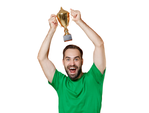 Hombre con trofeo
