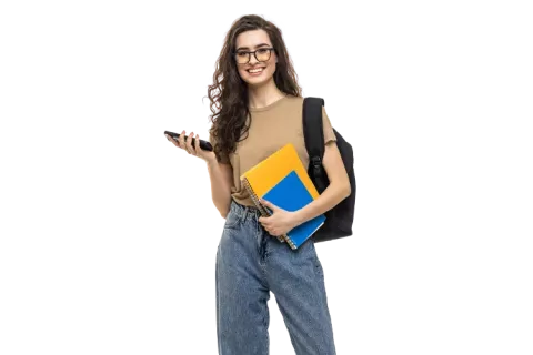 Mujer con sus cuadernos