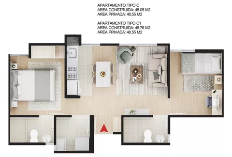 Imagen del plano del apartamento del proyecto de vivienda Versalles