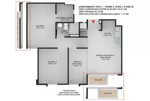 Imagen del plano del apartamento del proyecto de vivienda Pamplona