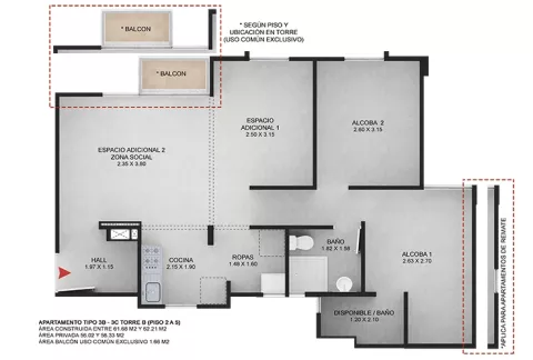 Imagen del plano del apartamento del proyecto de vivienda Pamplona