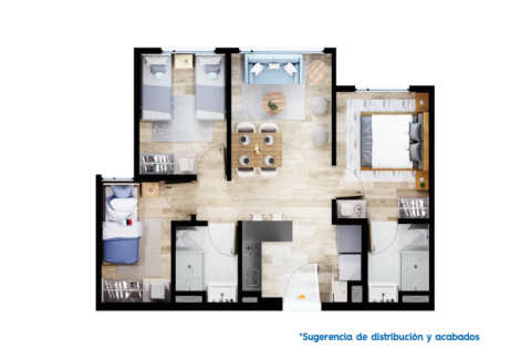 Imagen del plano del apartamento del proyecto de vivienda La arboleda