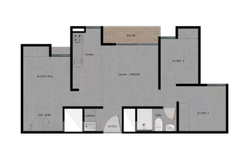Apartamento en obra gris.