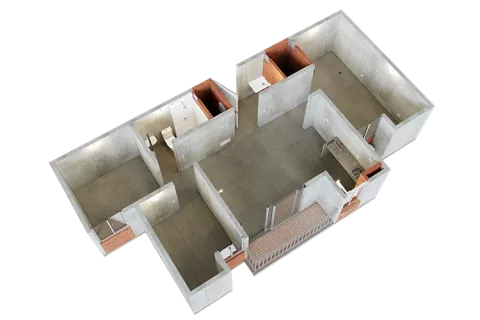 Isometría obra gris proyecto de vivienda Samán.