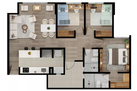 planos del apartamento tipo A11 Los Nogales