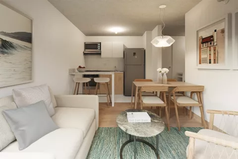 Apartamento proyecto de vivienda La Macarena: vista, sala, cocina y comedor.