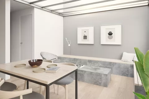 Apartamento proyecto de vivienda La Macarena: sala y comedor.