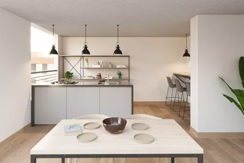 Apartamento proyecto de vivienda La Macarena: cocina integral.