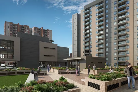 Fachada interna Álamo Veramonte proyecto de vivienda
