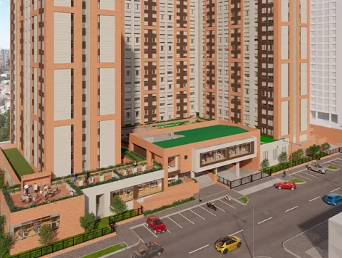 Fachada proyecto de vivienda Baviera Park Colsubsidio y Constructora Bolivar