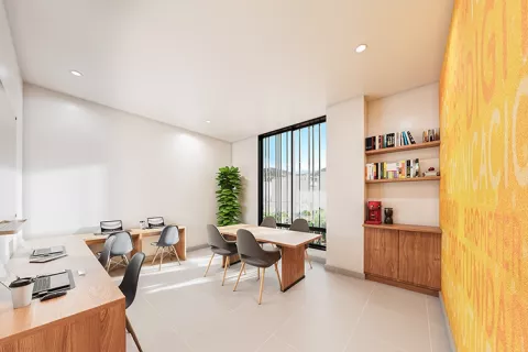 Proyecto de vivienda Karakalí: zona coworking.