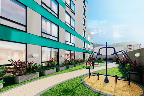 Proyecto de vivienda Karakalí: gimnasio al aire libre.