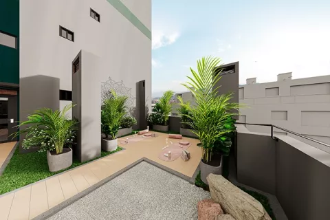 Proyecto de vivienda Karakalí: zona de yoga.