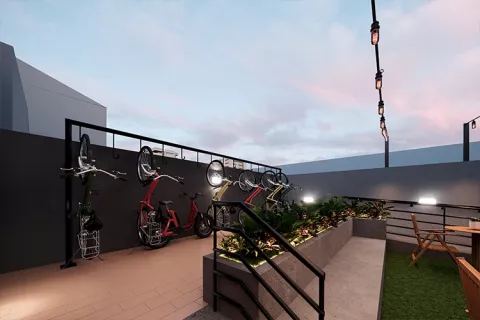 Proyecto de vivienda Karakalí: zona bike.