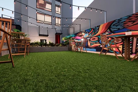 Proyecto de vivienda Karakalí: zona de café.