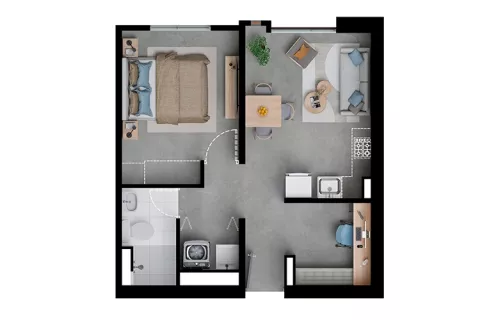 Sugerencia apartamento 36mts proyecto de vivienda Baviera Park