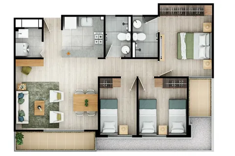 planos apartamento 60 mts proyecto de vivienda Hacienda San José