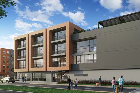Fachada proyecto de vivienda Rosa Violeta