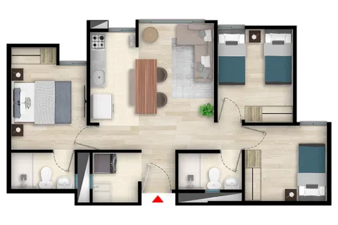 Apartamento tipo A con acabados proyecto de vivienda Panoramik Club Clouse