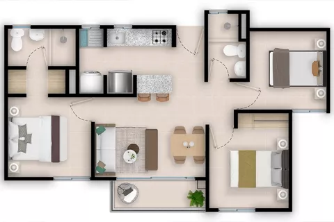 planos apartamento tipo c etapa 5 con acabados proyecto de vivienda Palma Real