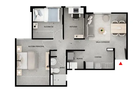 Apartamento 43mts proyecto de vivienda Rosa Violeta 