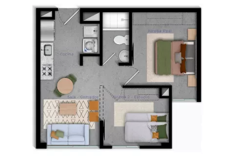 Apartamento tipo 1 - proyecto de vivienda Triventto