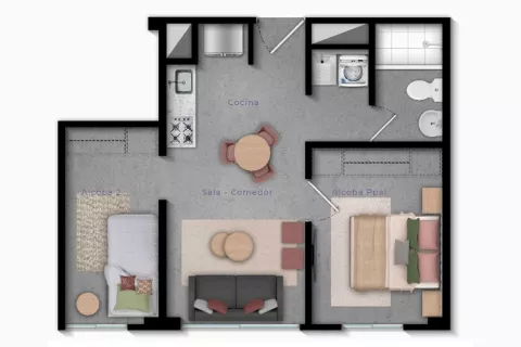 Plano apartamento tipo 2 - proyecto de vivienda Triventto