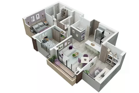 Apartamento tipo 68 con acabados Austro