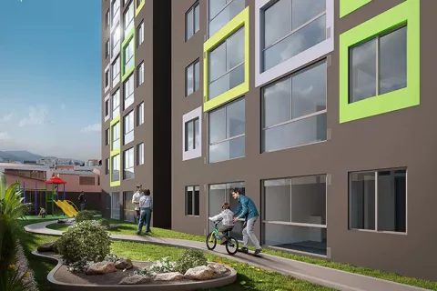 Zona verde proyecto de vivienda Triventto