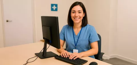 Estudiante del programa auxiliar administrativo en salud de la CET Colsubsidio.