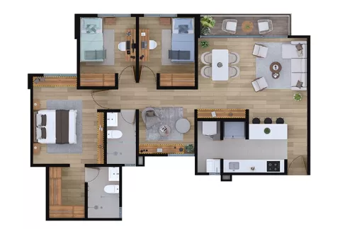 Apartamento tipo b proyecto de vivienda Araucaria