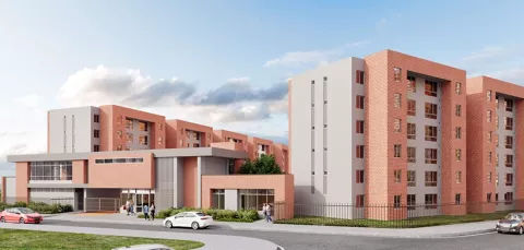 Fachada nuevo proyecto de vivienda Colsubsidio: Zarzal