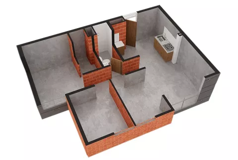 Habitación tipo A Urbania Terra obra gris