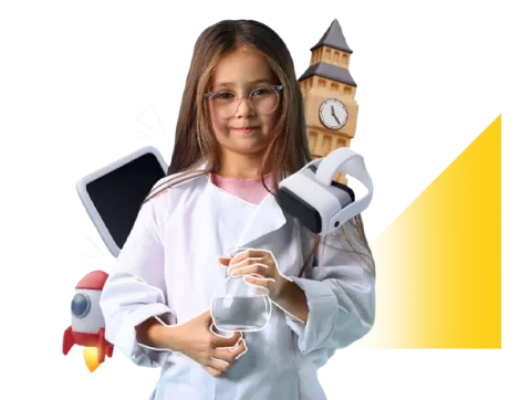 Niña con bata en las vacaciones geniales  y recreativas Colsubsidio para empresas