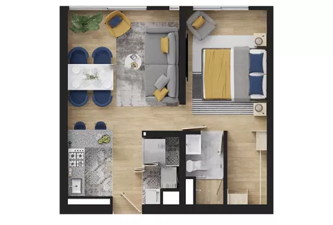 El plano muestra la plata del apartamento tipo A del proyecto Eskala