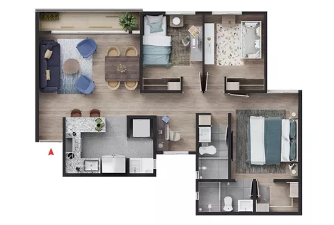 Plano muestra el apartamento tipo A planta de Pacifika