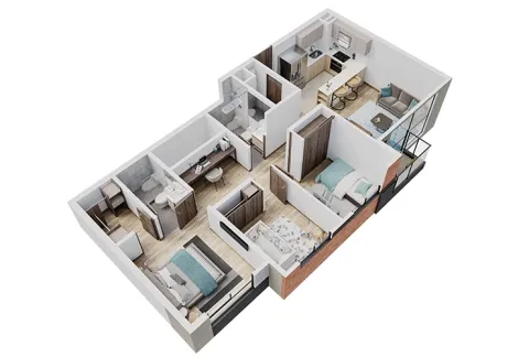 Apartamento tipo B Centriko muestra distribución de espacios.