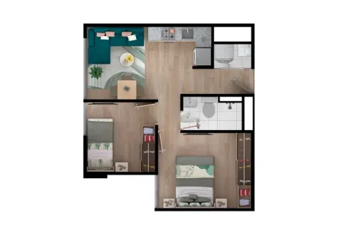 Apartamento Rosa Amatista muestra distribución de espacios y acabados