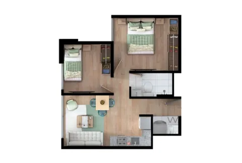 Apartamento Rosa Amatista muestra distribución de espacios y acabados