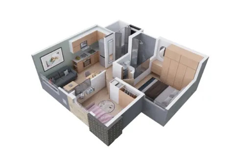 Apartamento Rosa Amatista muestra distribución de espacios y acabados