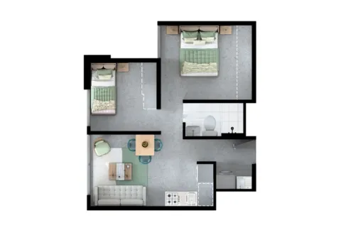 Apartamento Rosa Amatista muestra distribución de espacios sin acabados