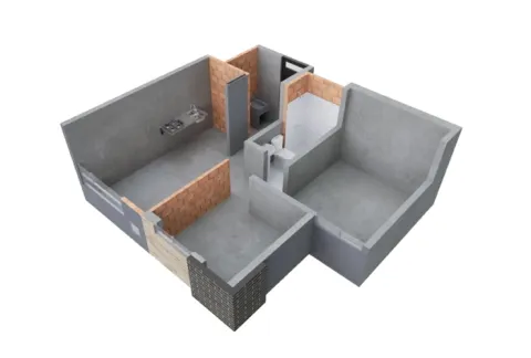 Apartamento Rosa Amatista muestra distribución de espacios sin acabados