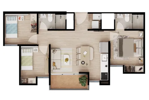 Planos de Entreverde muestra obra blanca del apartamento y distribución